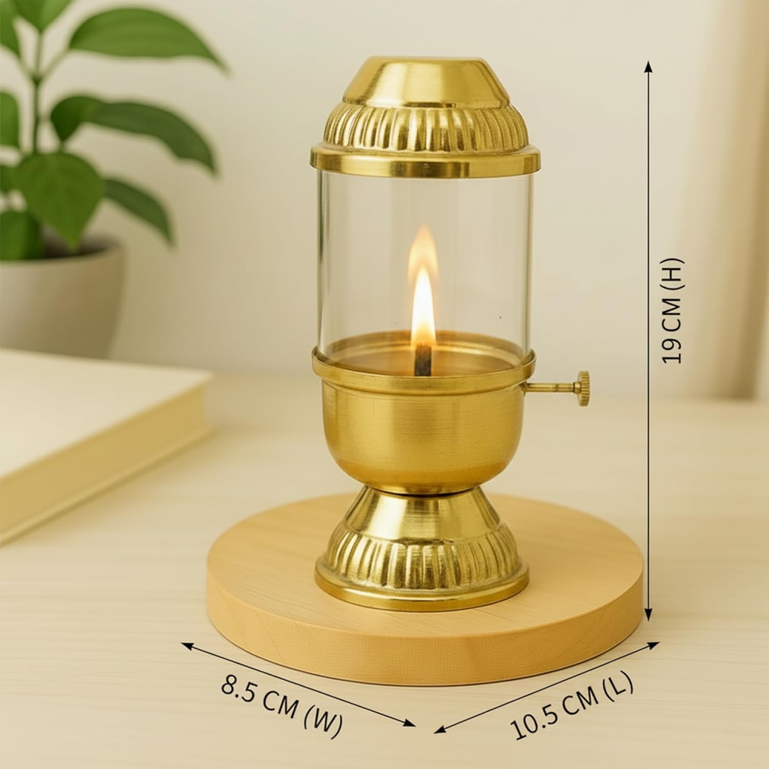 CraftVatika 100% Pure Brass Akhand Diya with Adjustable bati Knob