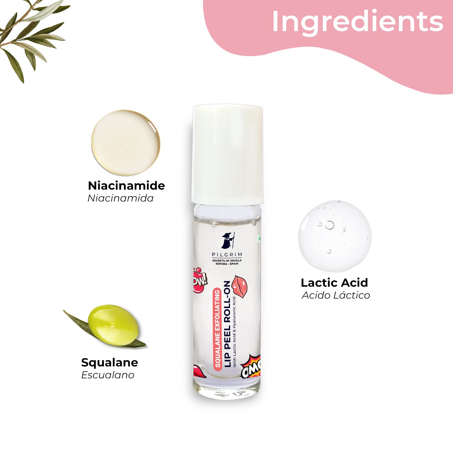 Pilgrim Squalane Lip Peel Roll-On for Soft, Glossy Lips