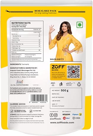 Zoff Turmeric Powder, Fresh Haldi Powder - 500 grams