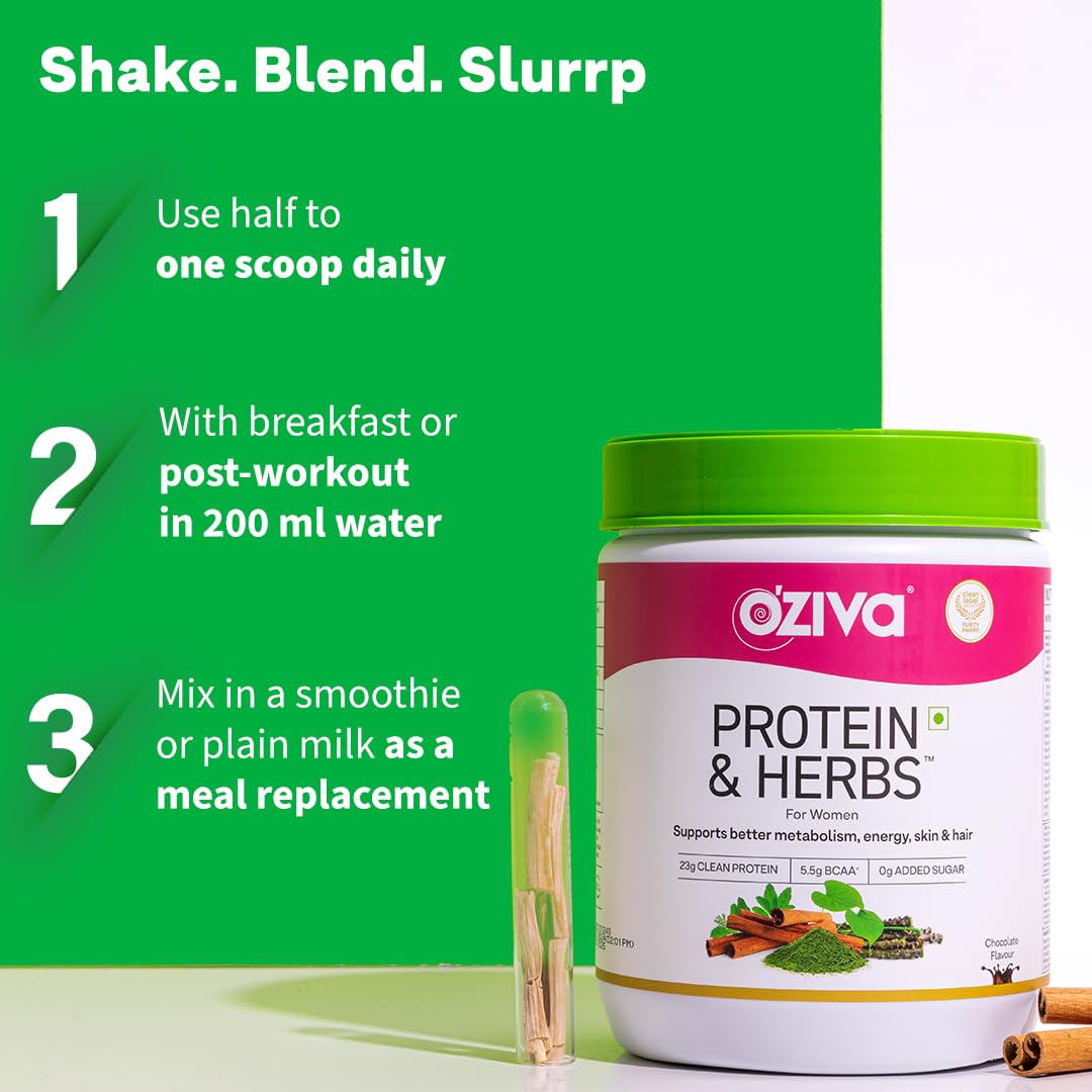 Oziva Protein & Herbs For Women Chocolate 435 gms