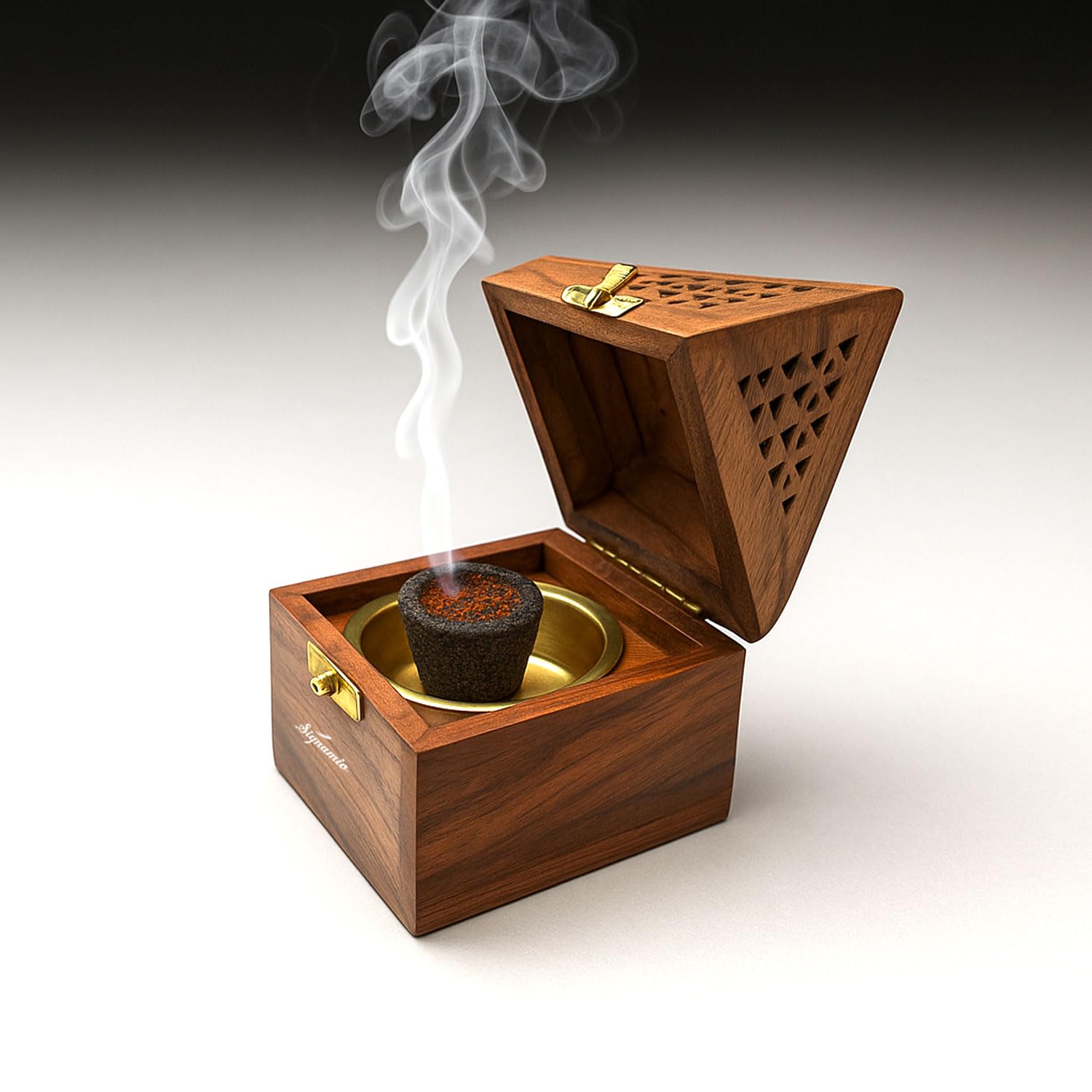 SIGNAMIO® Wooden Sambrani Dhoop Stand Incense Holder