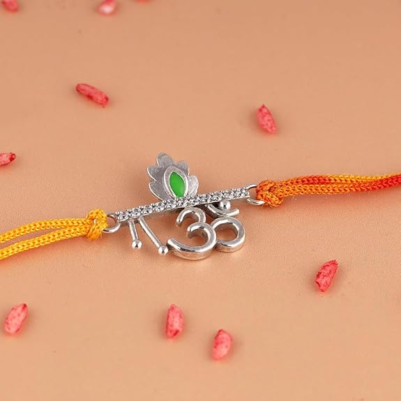 GIVA 925 Silver Sacred Om Rakhi|Raksha Bandhan Rakhi for Brother | Gift for Men &amp; Boys| With Certificate of Authenticity and 925 Stamp
