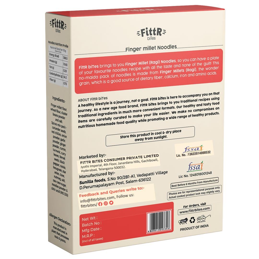 FittR bites Finger Millet(Ragi) Healthy Noodles - Pack of 2