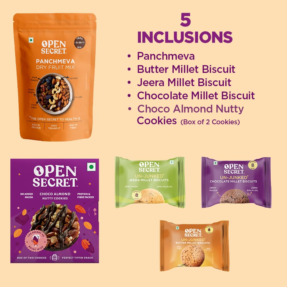 Open Secret Diwali Gift Hamper | Combo of 5 | Healthy Assorted Snacks & Cookies