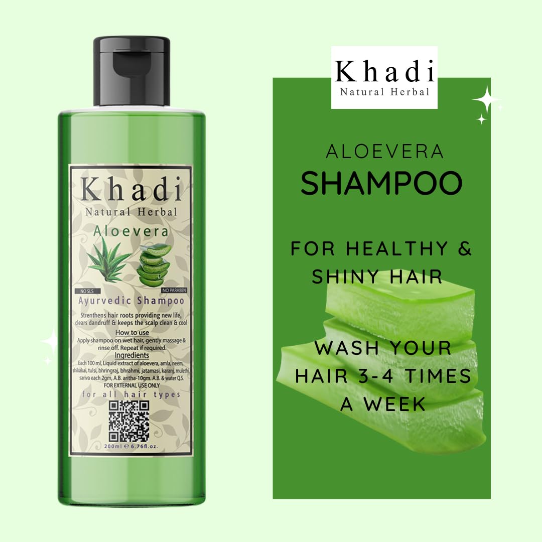 Khadi Natural Herbal Aloevera Shampoo For Healthy & Shiny Hair 200ml