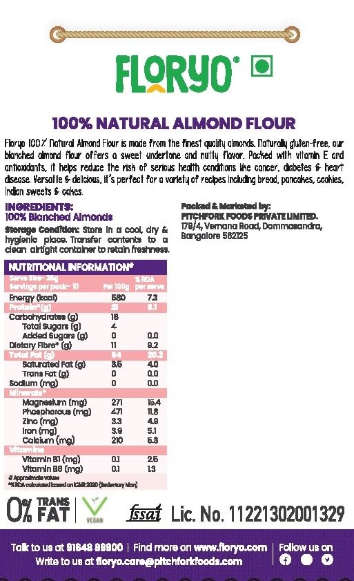 Floryo 100% Natural Almond Flour - 250gm