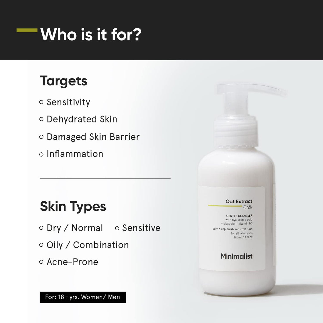 Minimalist Gentle Face Wash With 6% Oat Extract & Hyaluronic Acid | 120 ML