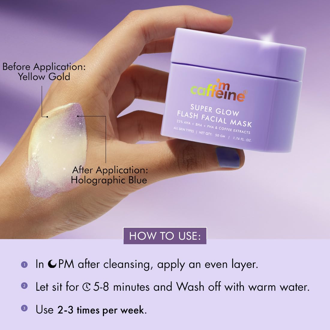 mCaffeine Super Glow 25% AHA+BHA+PHA Flash Face Mask 50g