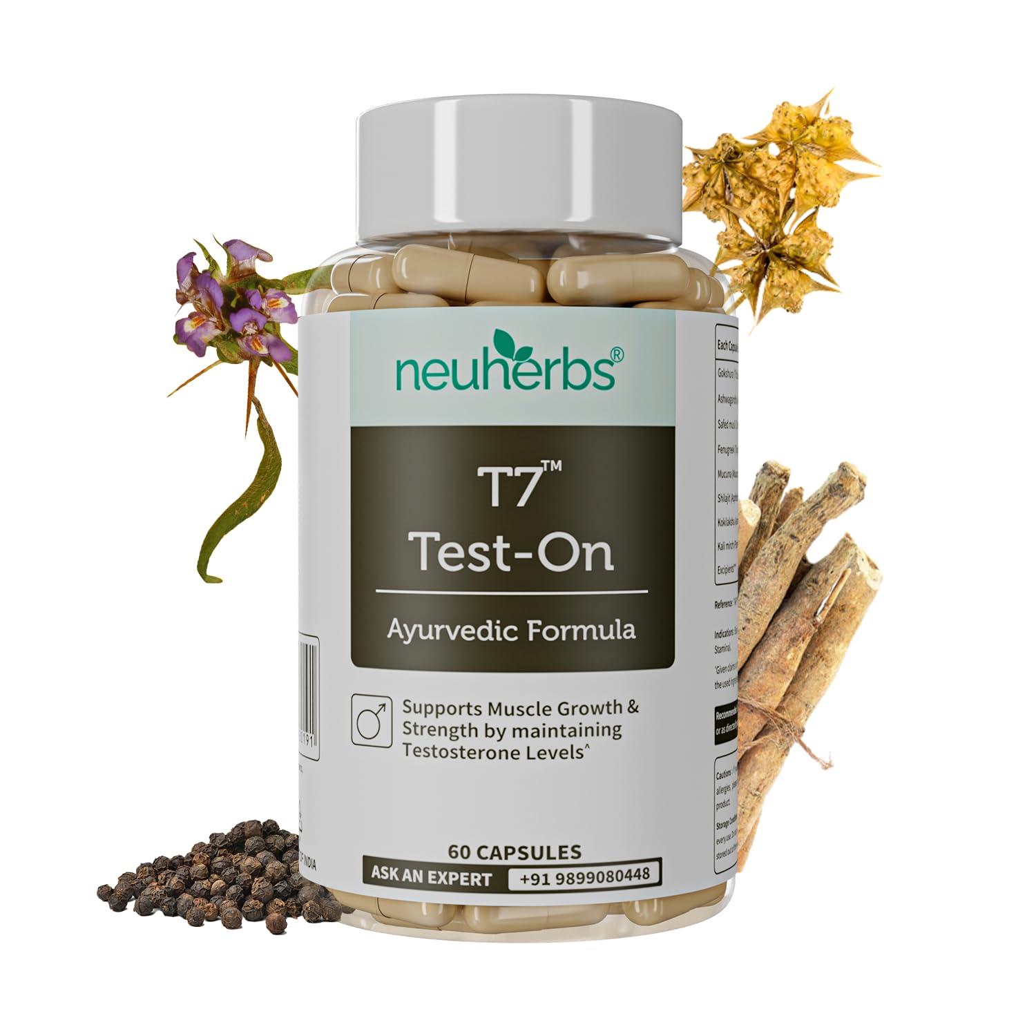 Neuherbs Ayurvedic T7 Test On For Men - 60 Capsules