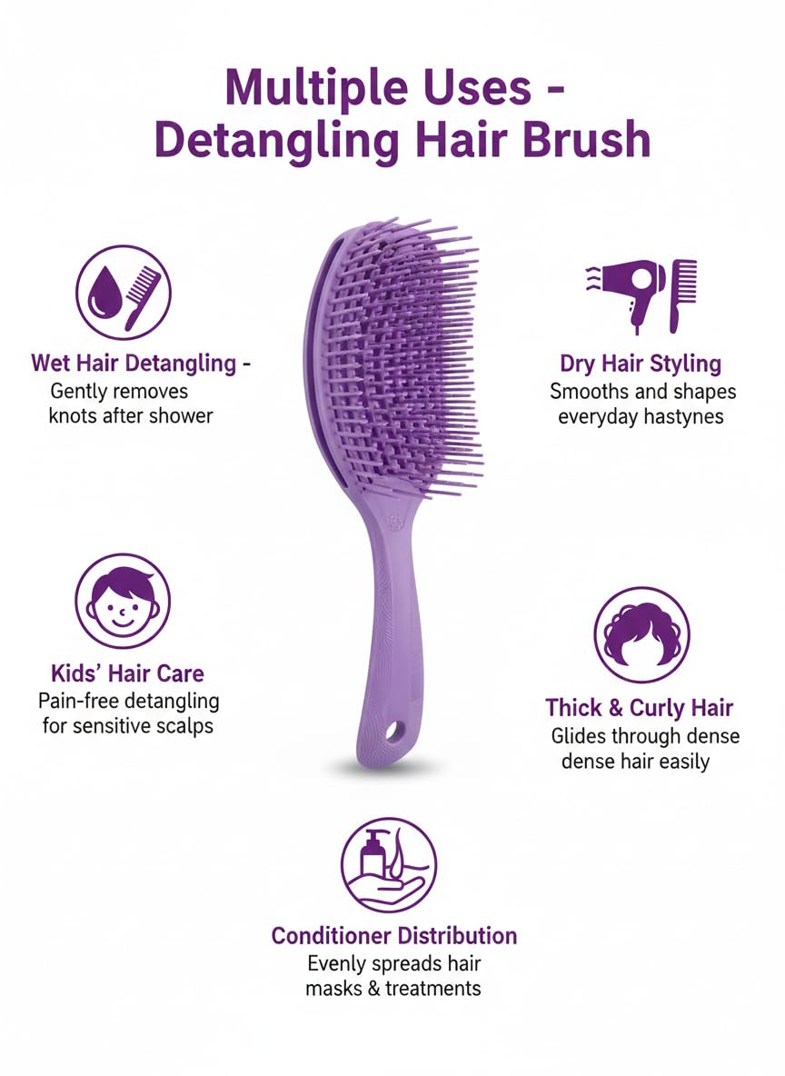 Bold n Beautiful Premium TPEE Material Hair Detangler Comb for Wet & Dry Hairs