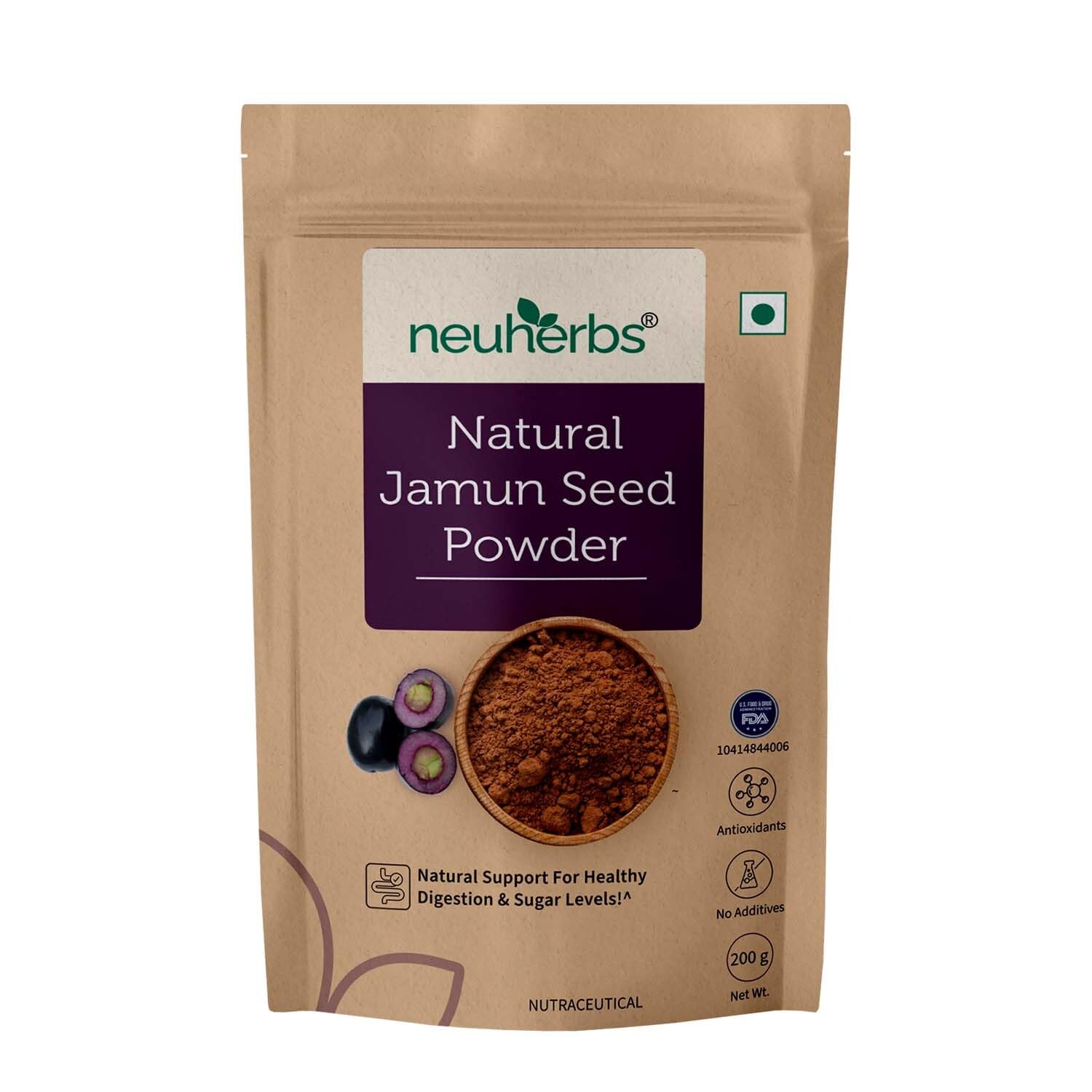 Neuherbs Natural Jamun Seed Powder - 200g