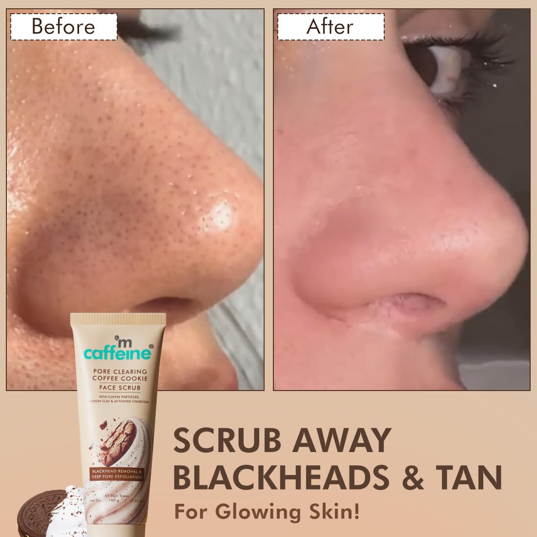 mCaffeine Coffee & Cookie Face Scrub | Clear Pores & Detan 100g