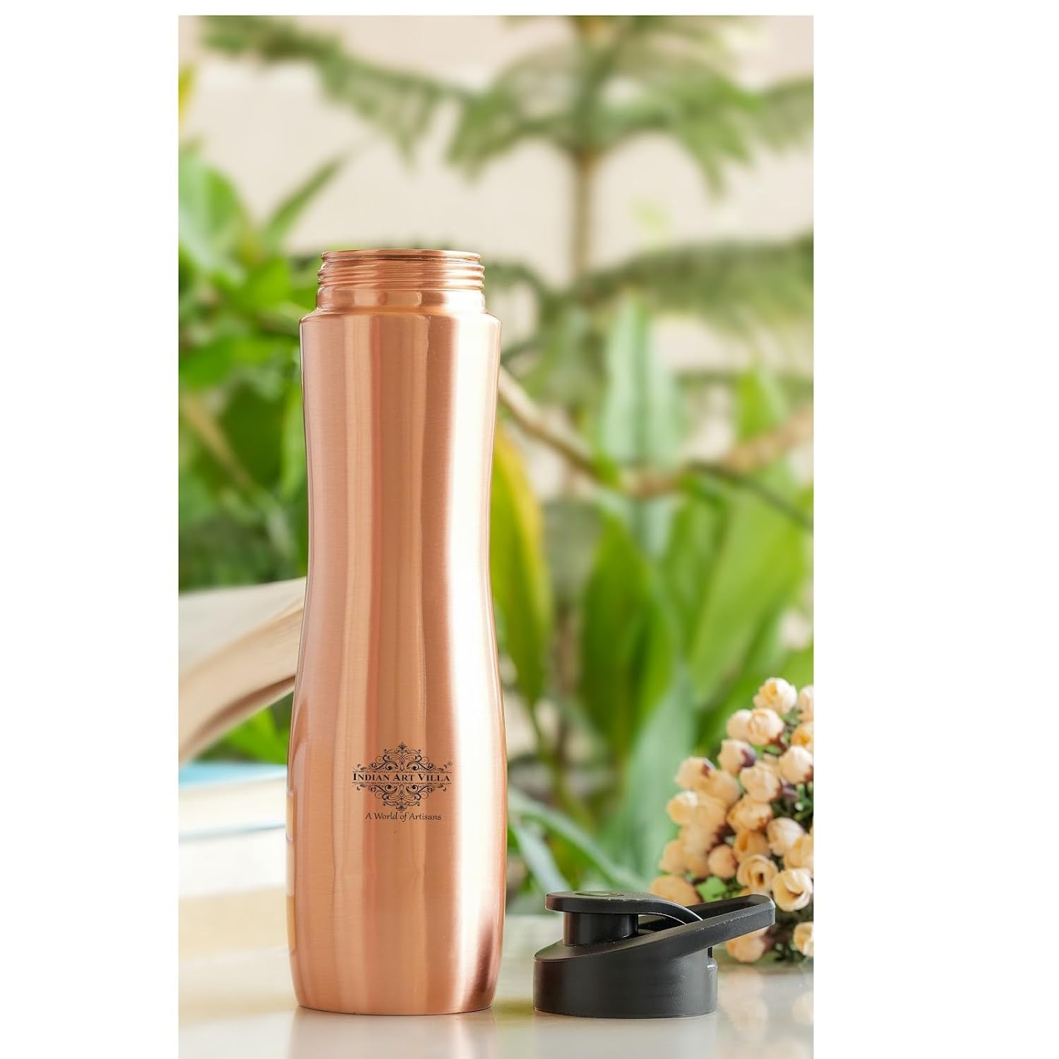 INDIAN ART VILLA Pure Copper Sipper Bottle - 1 Litre