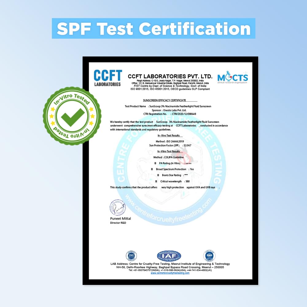 SunScoop 3% Niacinamide Fluid Sunscreen SPF 50+ PA++++ Broad Spectrum