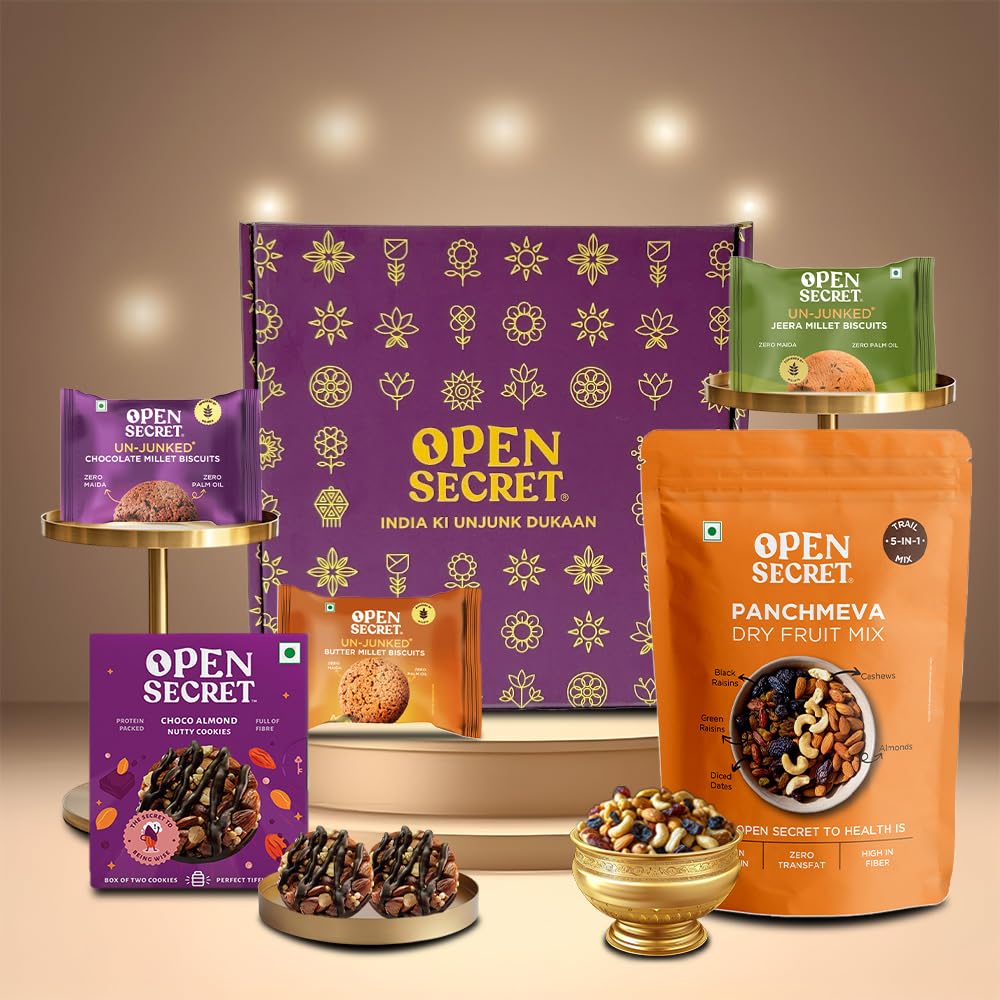 Open Secret Diwali Gift Hamper | Combo of 5 | Healthy Assorted Snacks & Cookies