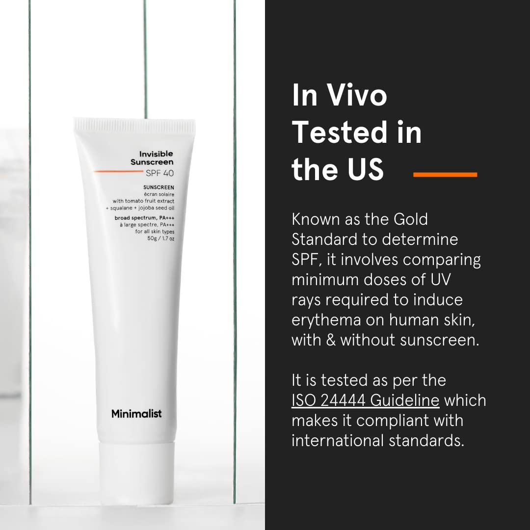 Minimalist UV Protection Invisible Sunscreen SPF 40 PA+++ for Oily Skin| 50 gm