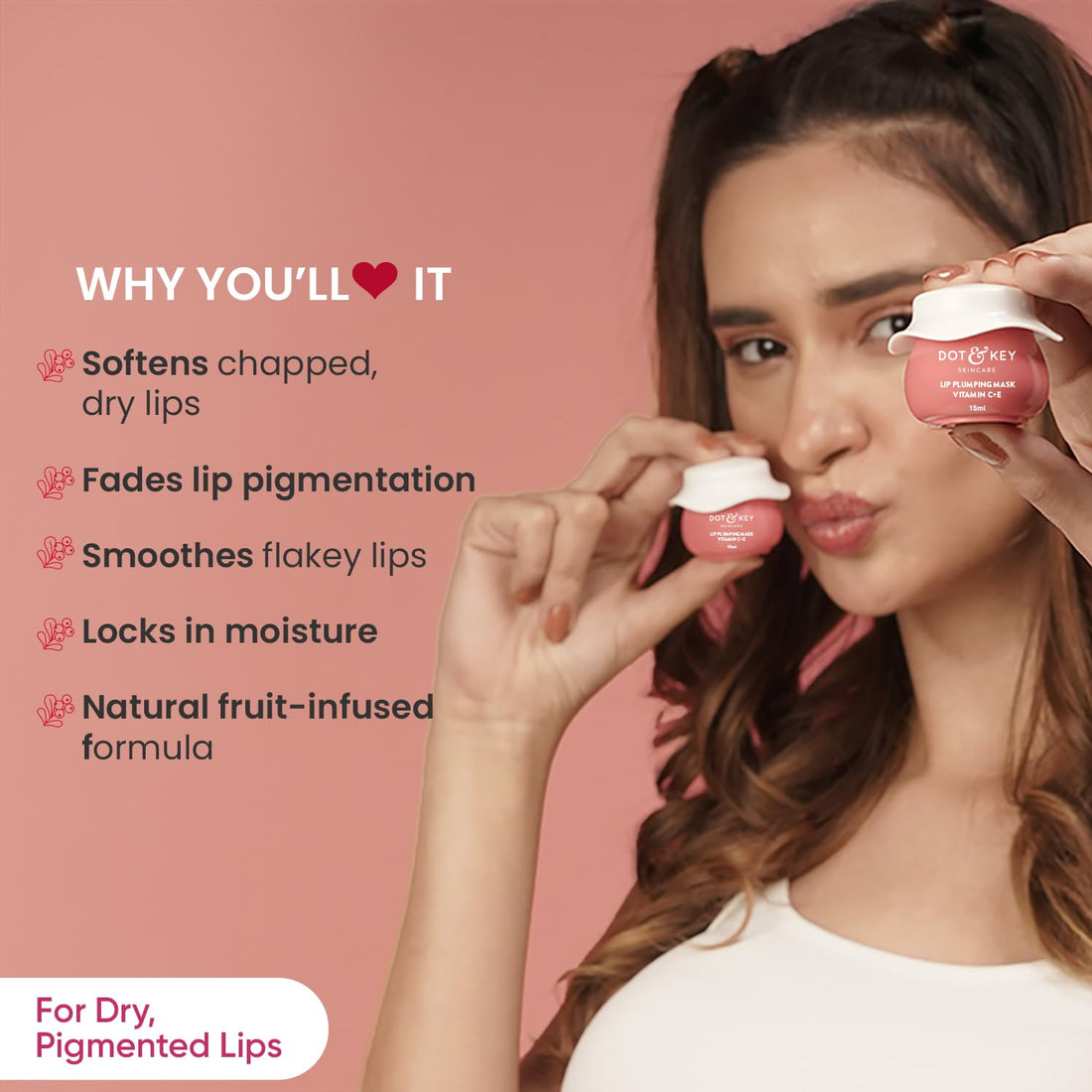 DOT & KEY Lip Plumping Mask With Shea Butter & Vitamin C + E For Naturally Glowing Lips