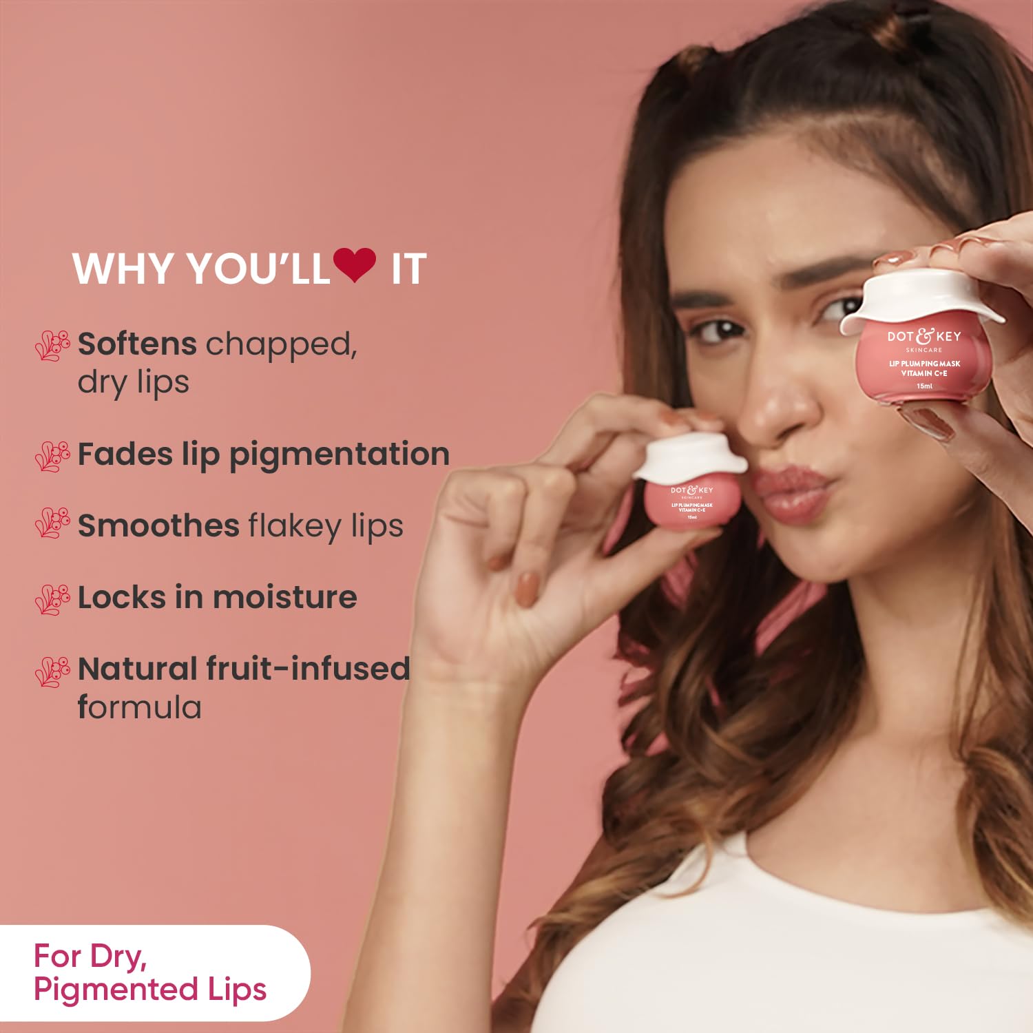 DOT & KEY Lip Plumping Mask With Shea Butter & Vitamin C + E For Naturally Glowing Lips