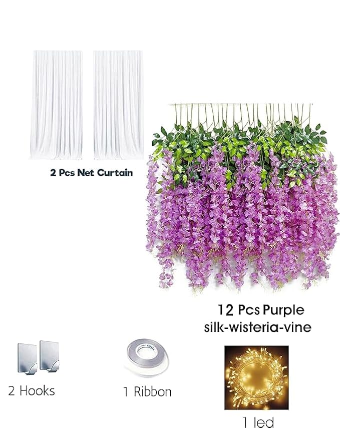 Lazybee Ganpati Decor Kit with Wisteria, Curtains & LED Lights