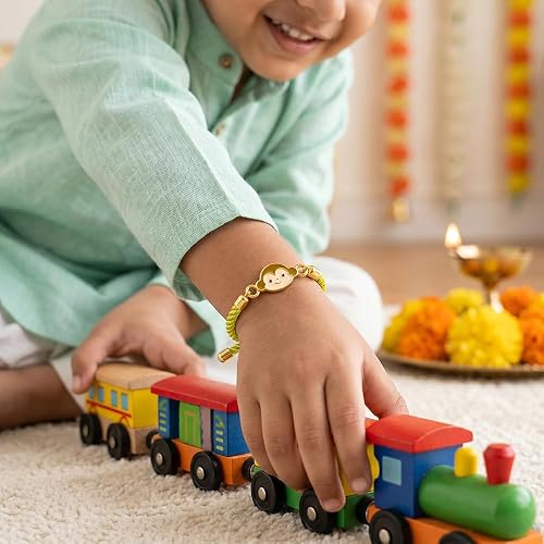 GIVA 925 Silver Golden Monkey Charm Kids Rakhi