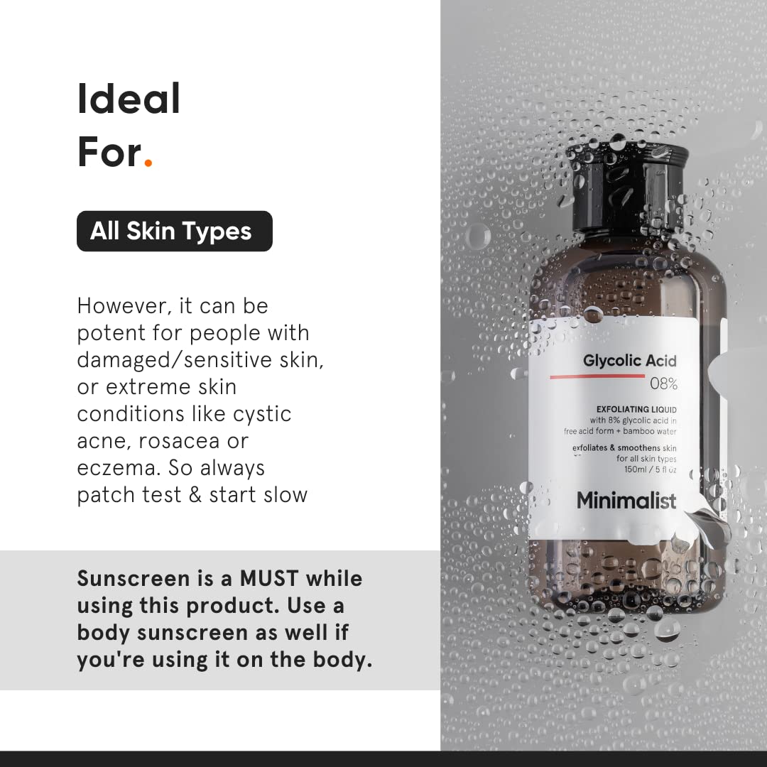 Minimalist 8% Glycolic Acid Toner For Glowing Skin-150 ml
