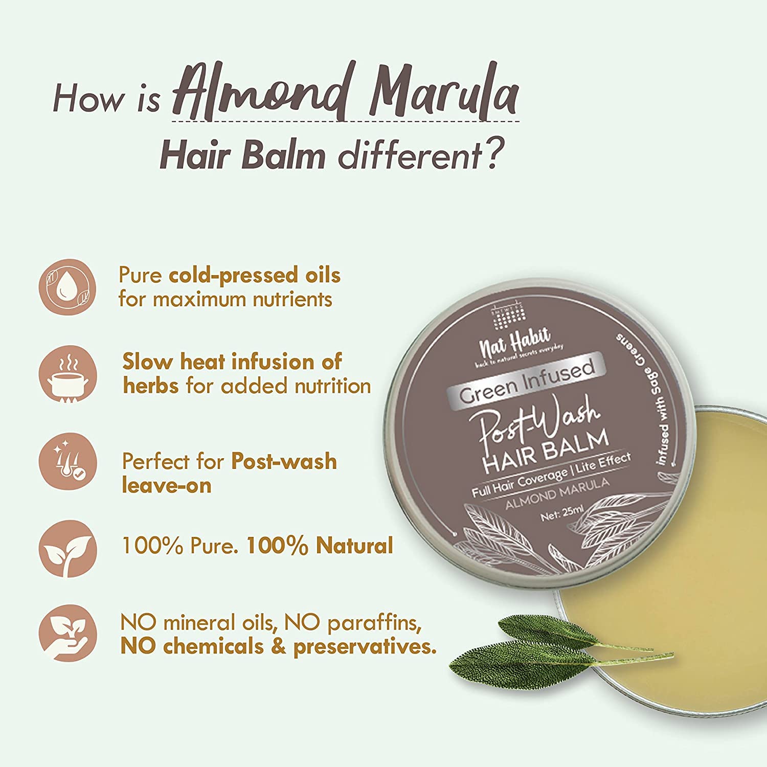 Nat Habit Almond Marula Hair Balm For Men & Women Split Ends - 25ml