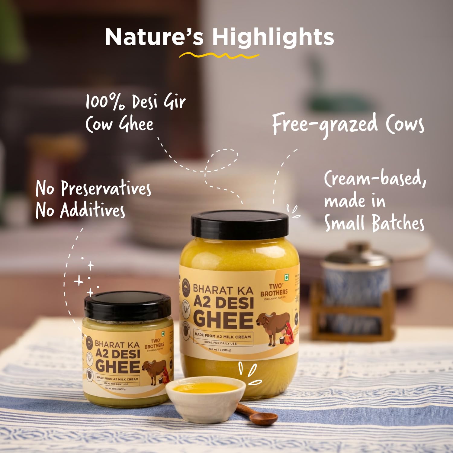 Two Brothers Organic Farms Bharat ka Desi Ghee 500 ml