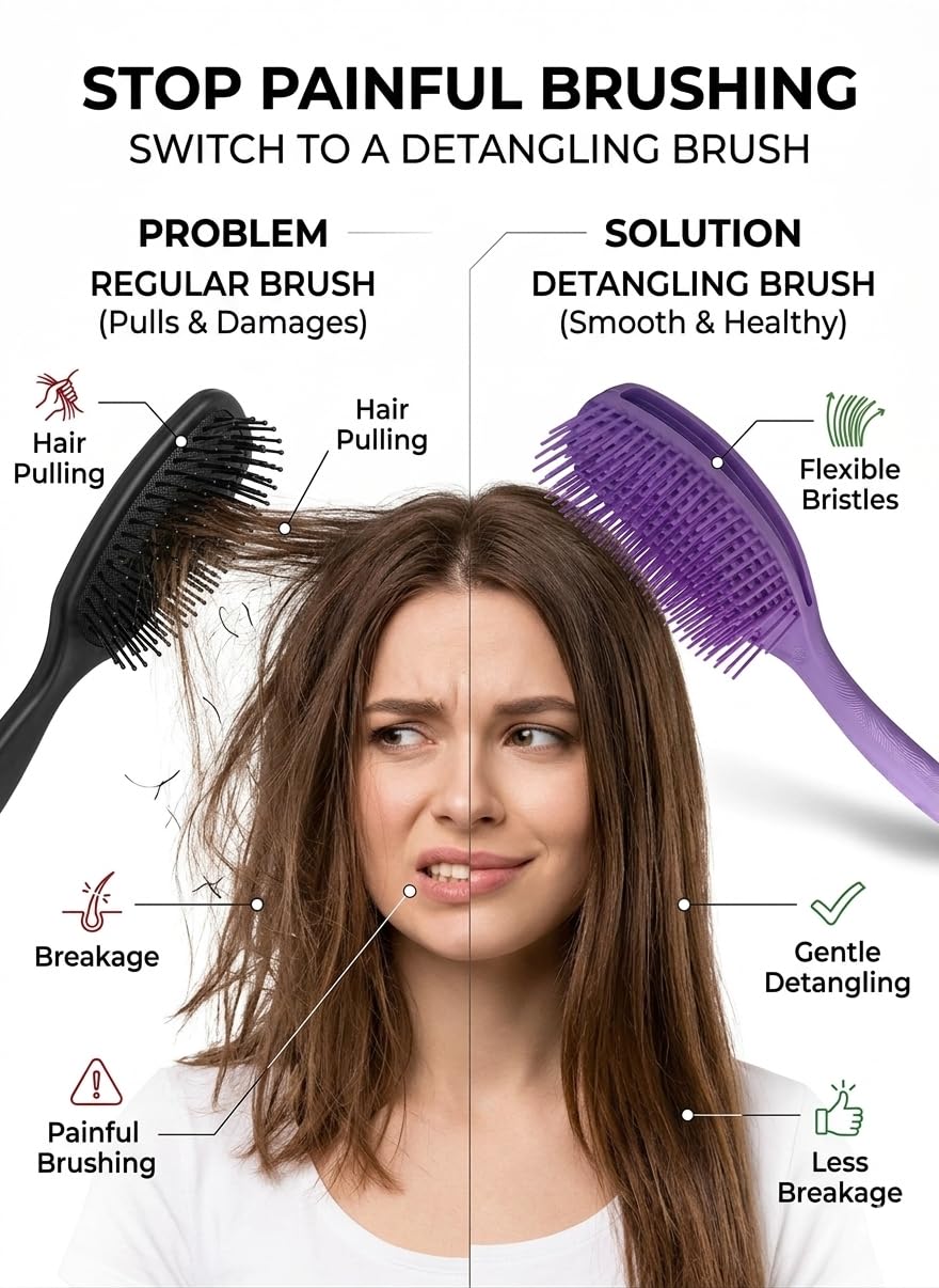 Bold n Beautiful Premium TPEE Material Hair Detangler Comb for Wet & Dry Hairs