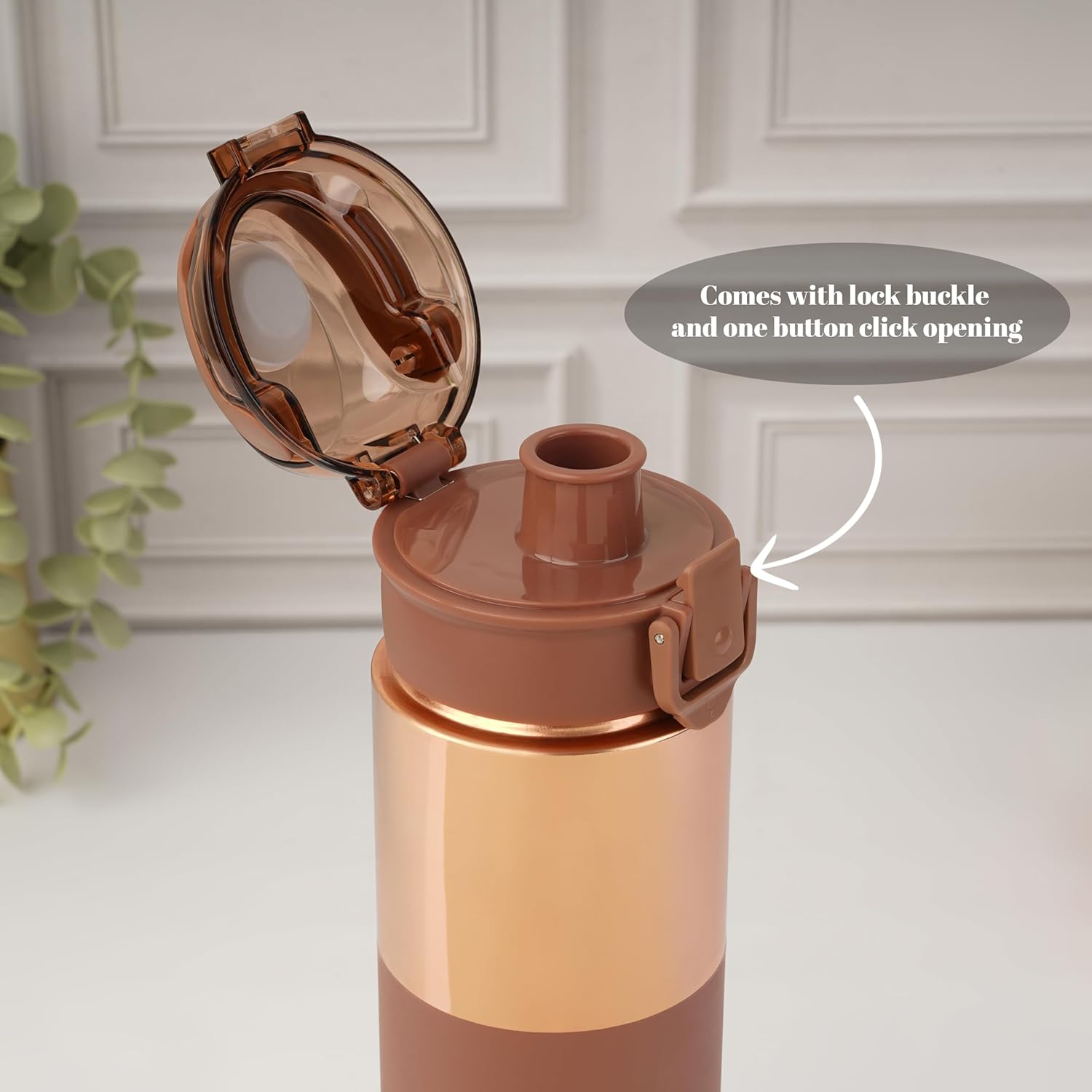 Nayasa Saffron Copper Bottle | 1000 ML | Leak Proof and Durable