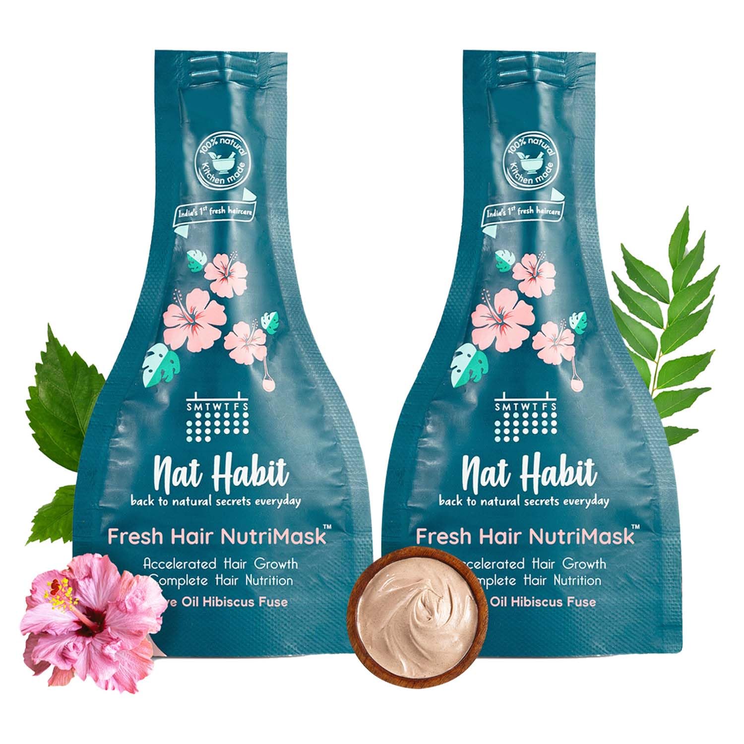 Nat Habit Five Oil Hibiscus Nutrimask-Hair Mask For Hair Growth, Conditioning- (Pack Of 2 X 40Grams)