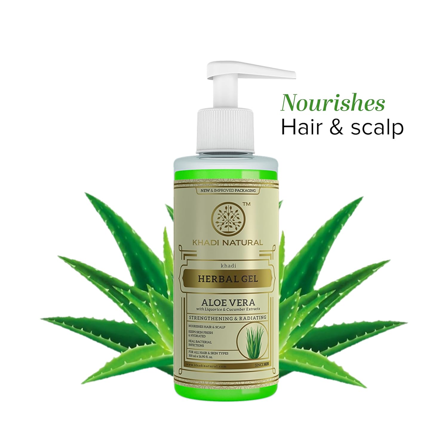 Khadi Natural Herbal Aloe Vera Gel with Dispenser  500ml