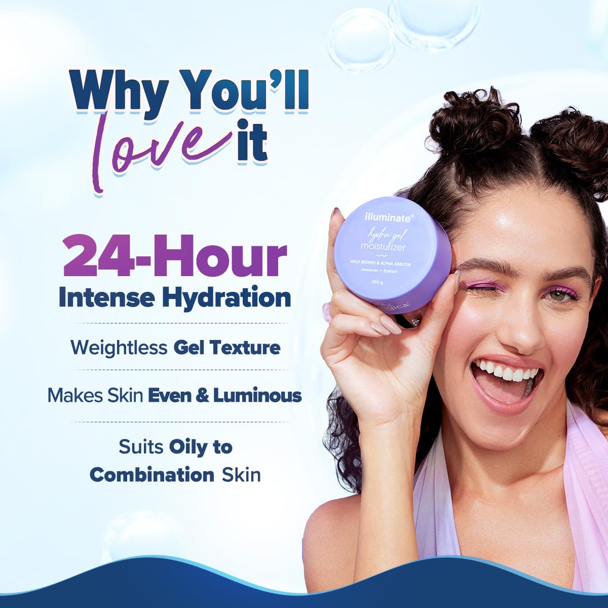 Aqualogica Illuminate + Hydra Gel Moisturizer with Wild Berries & Alpha Arbutin