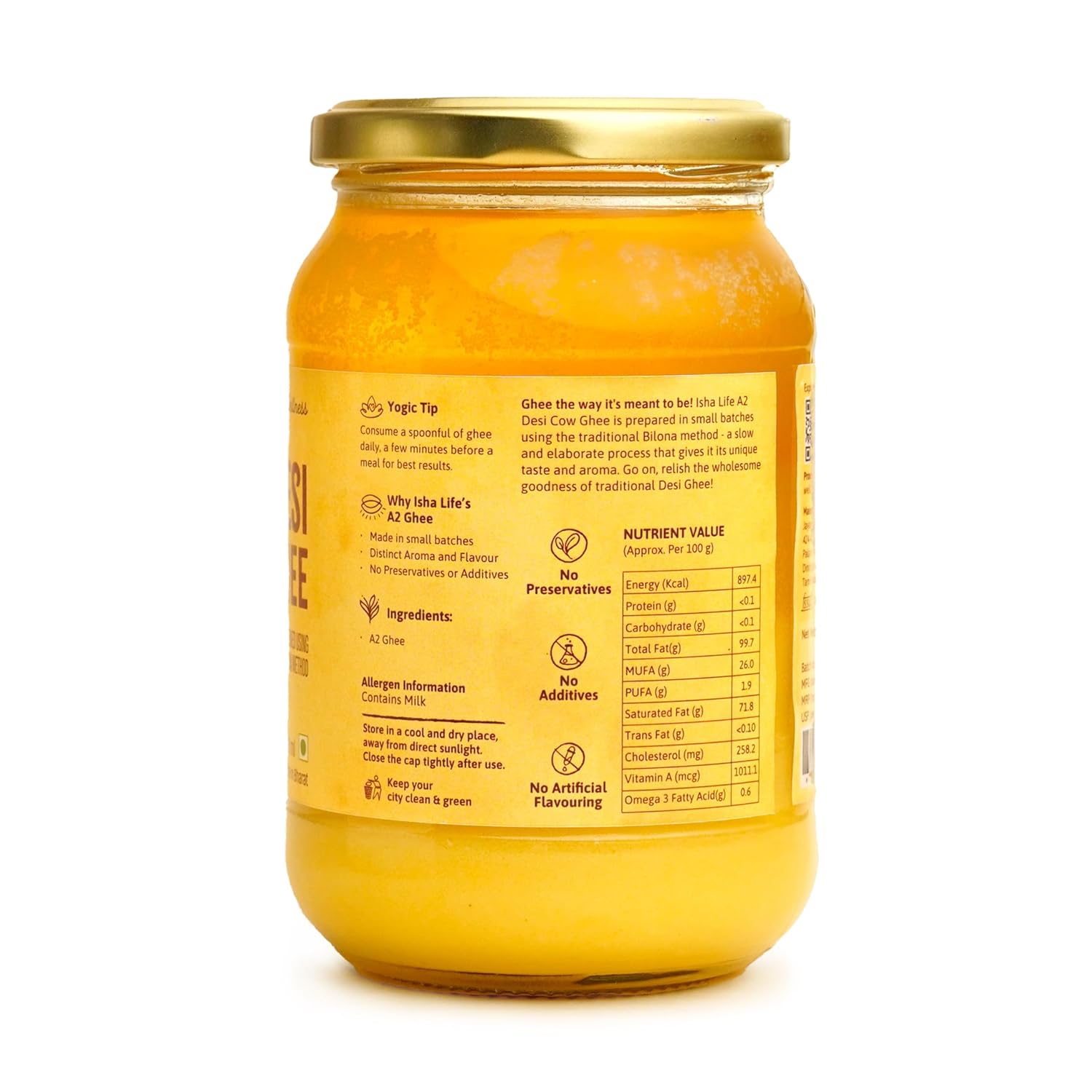 Isha Life Pure A2 Desi Cow Ghee - 1L