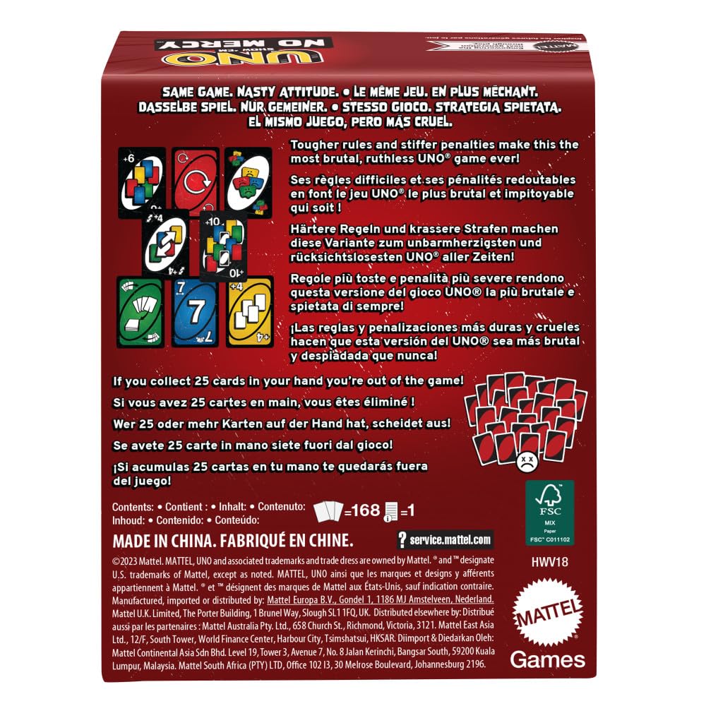Mattel Games UNO Show ‘em No Mercy Card Game for Kids, Adults & Family