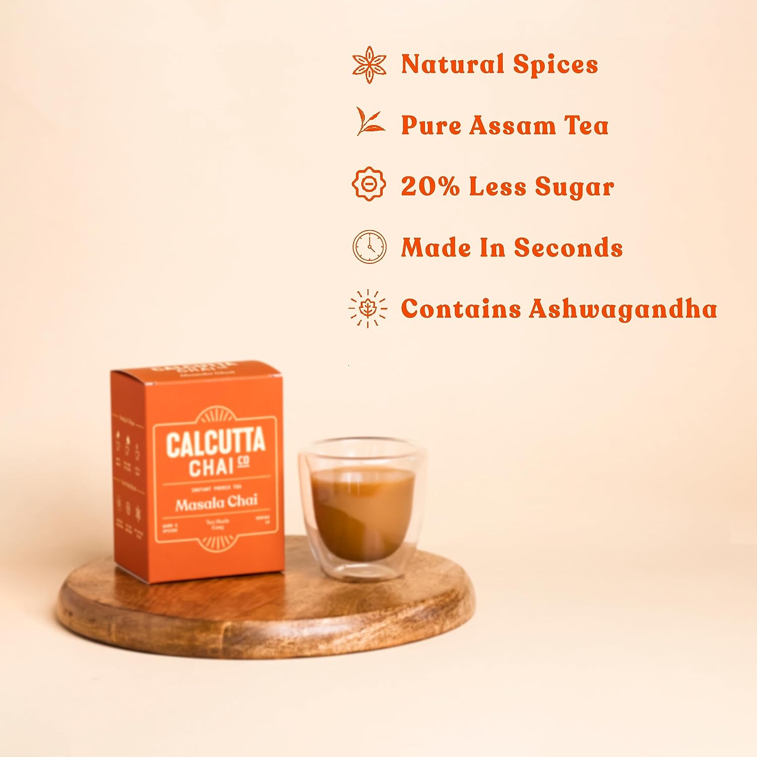 Calcutta Chai Co Masala Chai | Instant Tea Premix | 15 Sachets | 210 Gram |