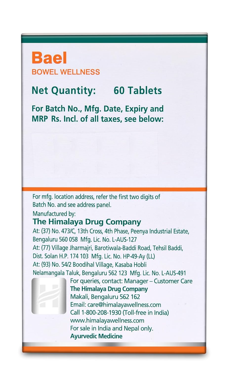 Himalaya Wellness Pure Herbs Bael Bowel Wellness - 60 Tablets