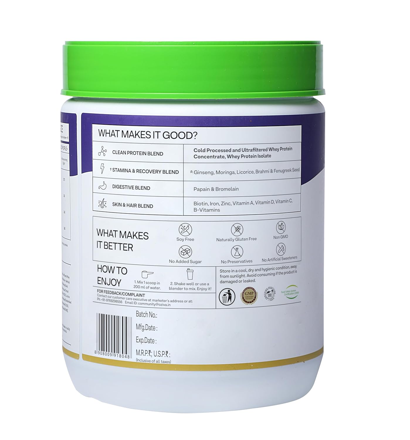 OZiva Protein & Herbs for Men 500 g