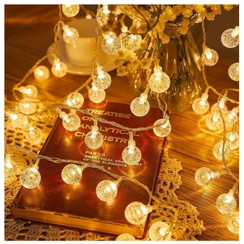 Desidiya® 14 LED Crystal Ball String LED Diwali Lights for Decoration for Home 4 Mtr Warm White