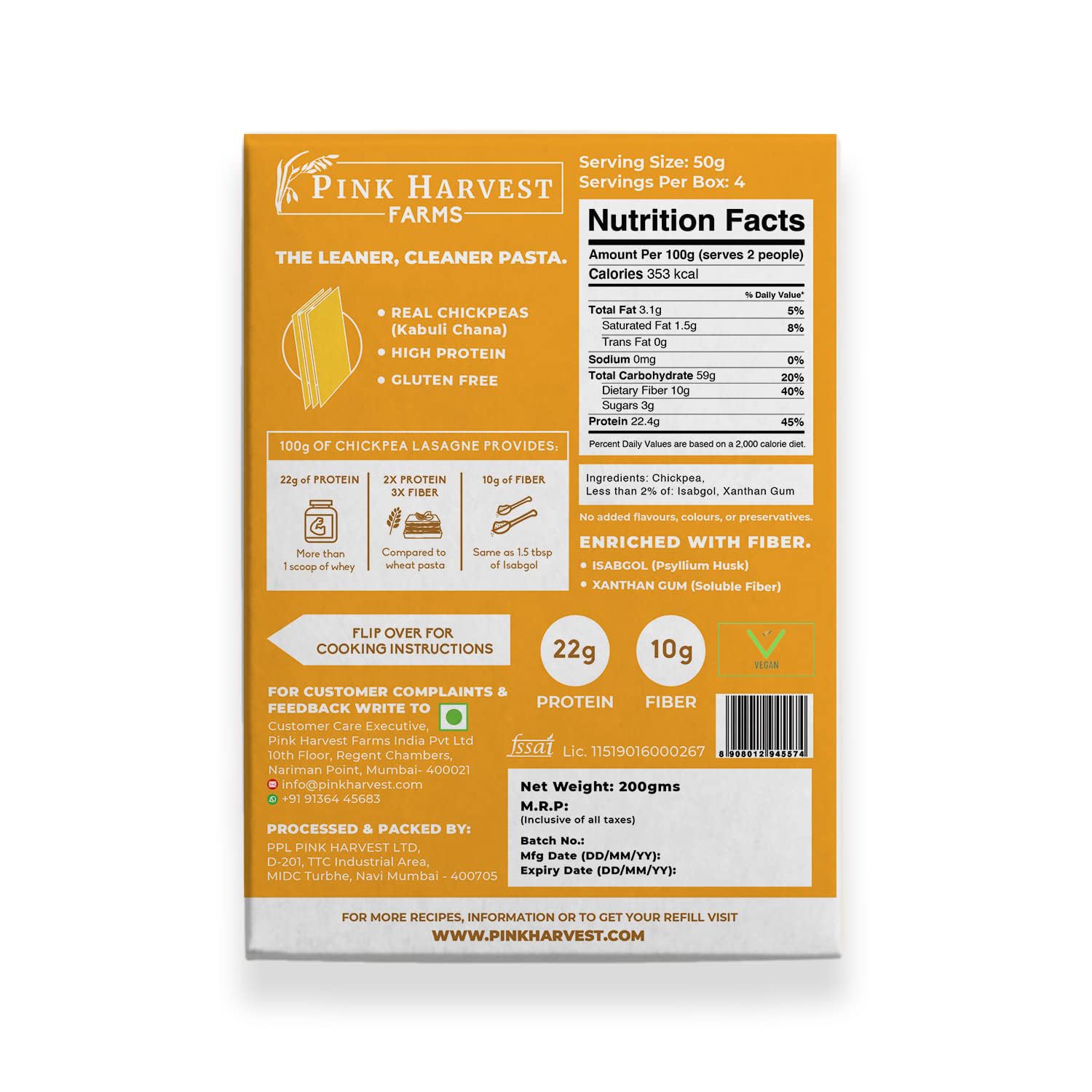 Pink Harvest Farms Chickpea Lasagne | No Rice - No Maida