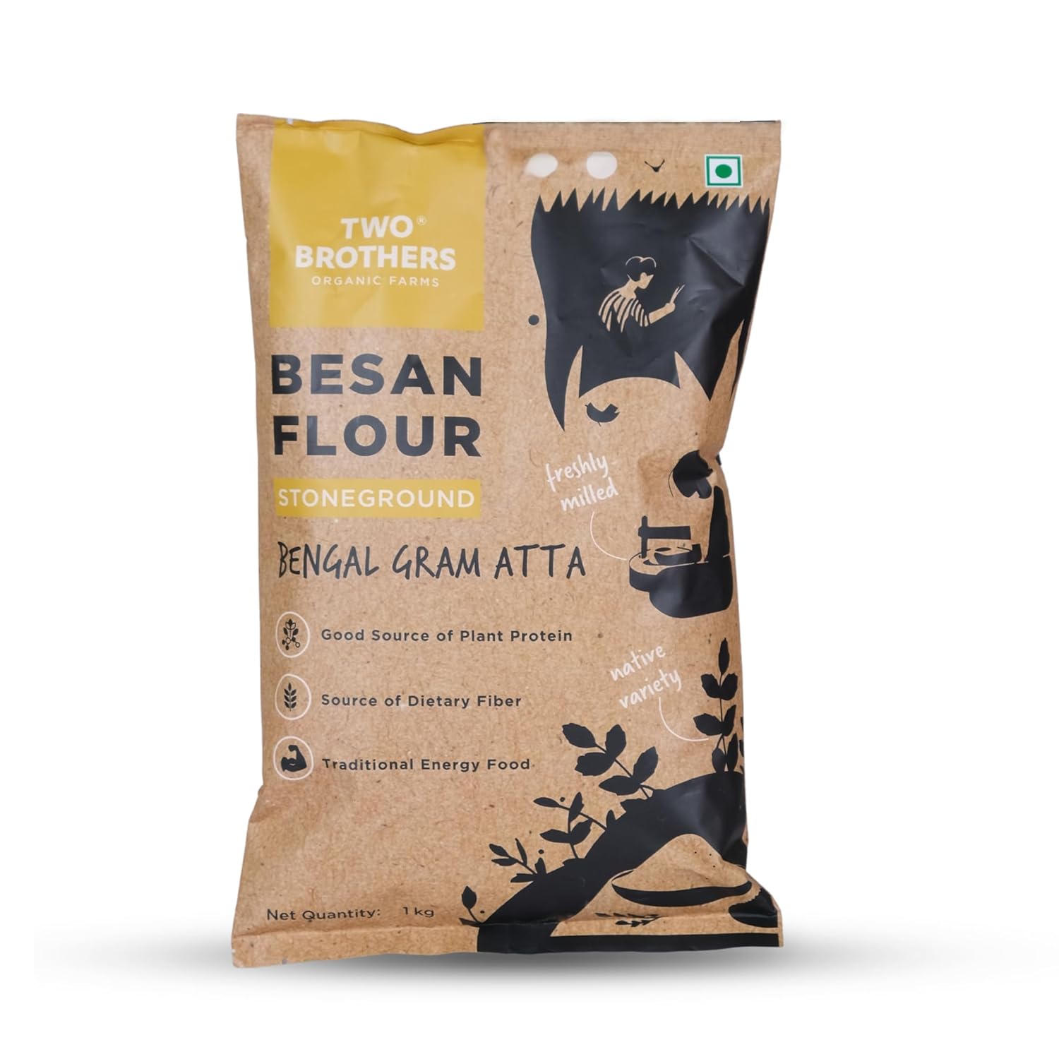 Two Brothers Organic Farms Besan Flour (1KG)| Gram Flour | Stoneground
