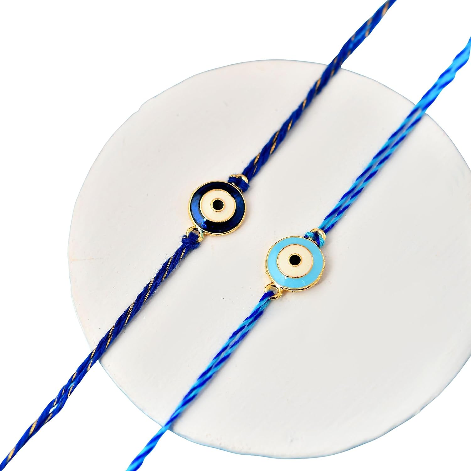 CraftVatika Rakhi Set of 2 Blue Evil Eye Designer Thread Bracelet Rakhi