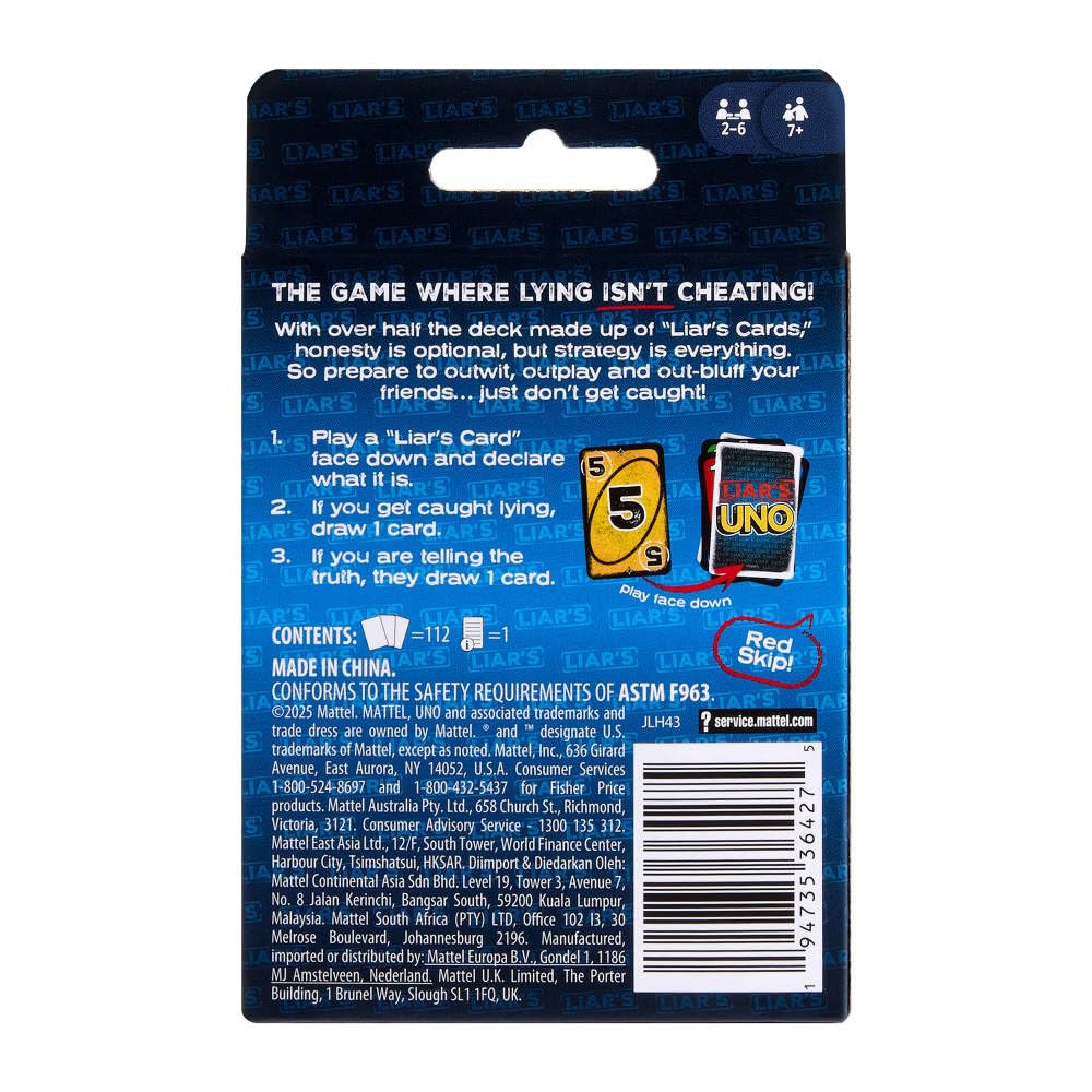Mattel Games Liar’s UNO Card Game for Adults, Kids, Families, Parties