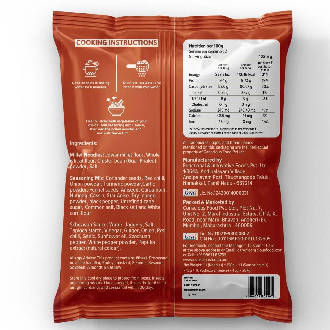 Conscious Food Schezwan Millet Noodles | 207g