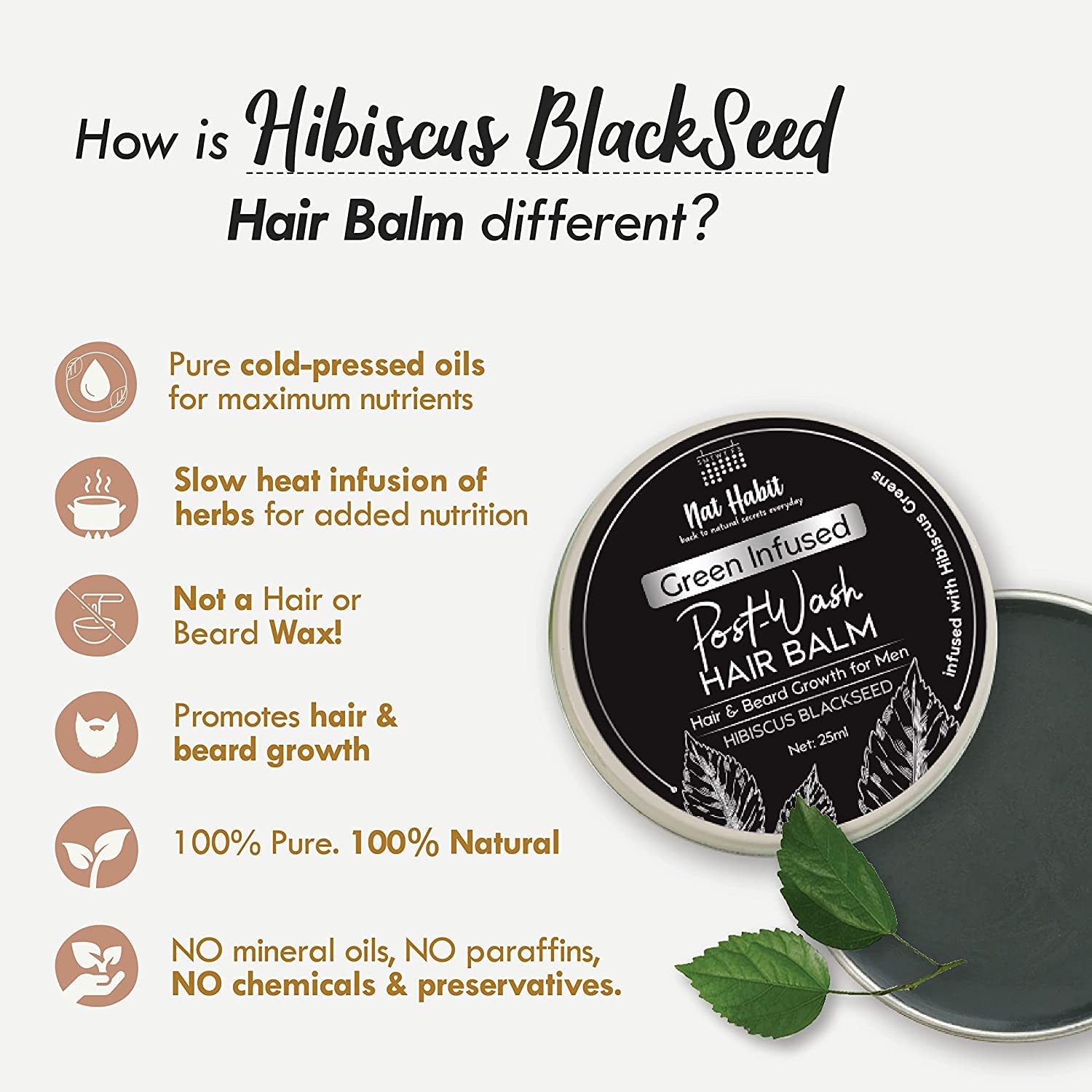 Nat Habit Hibiscus Black Seed Hair & Beard Balm For Hair Growth - 35 G