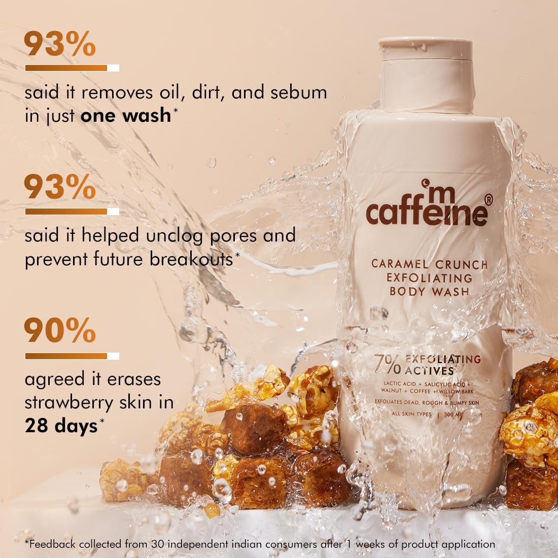 mCaffeine Exfoliating Body Wash for Smooth, Clear Skin (300ml)