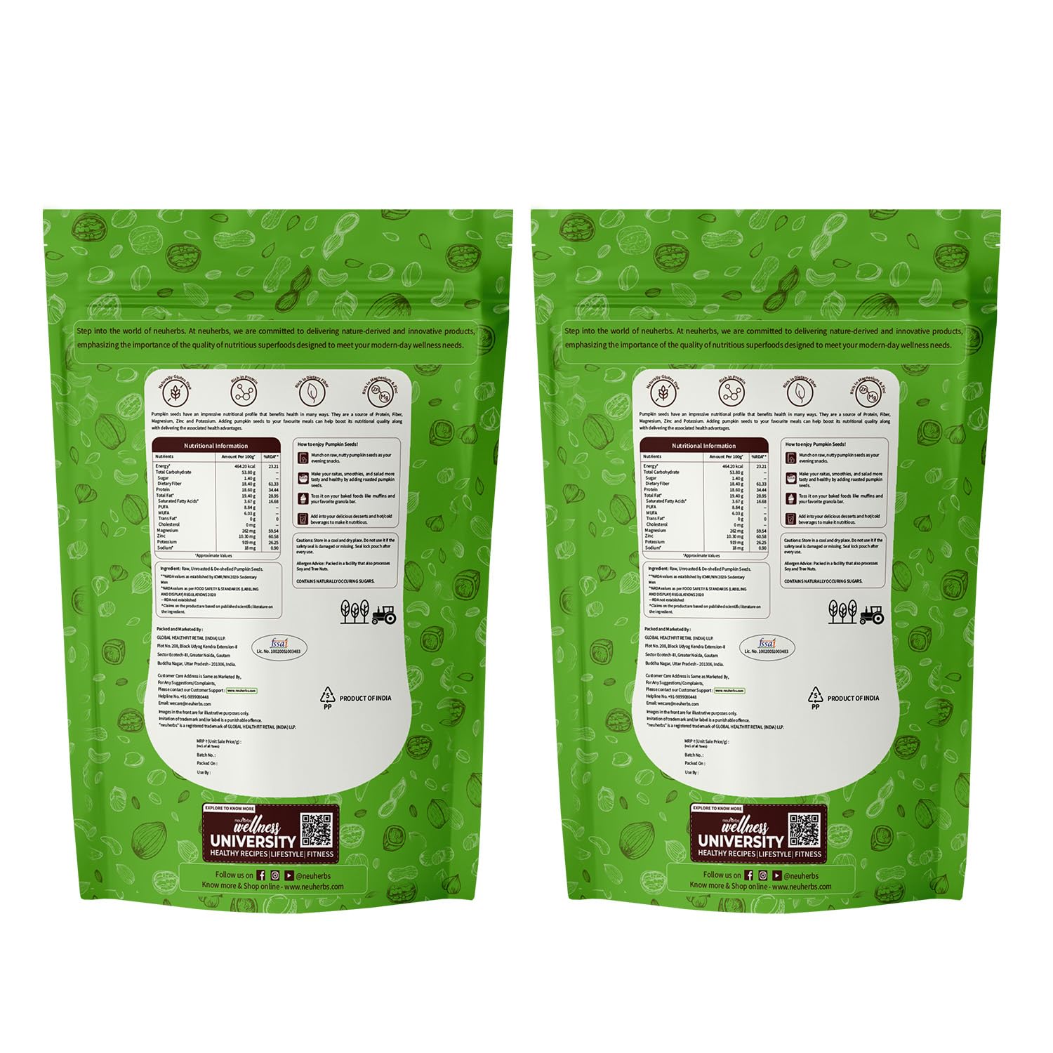 Neuherbs Raw & Unroasted Pumpkin Seeds 200 Gm