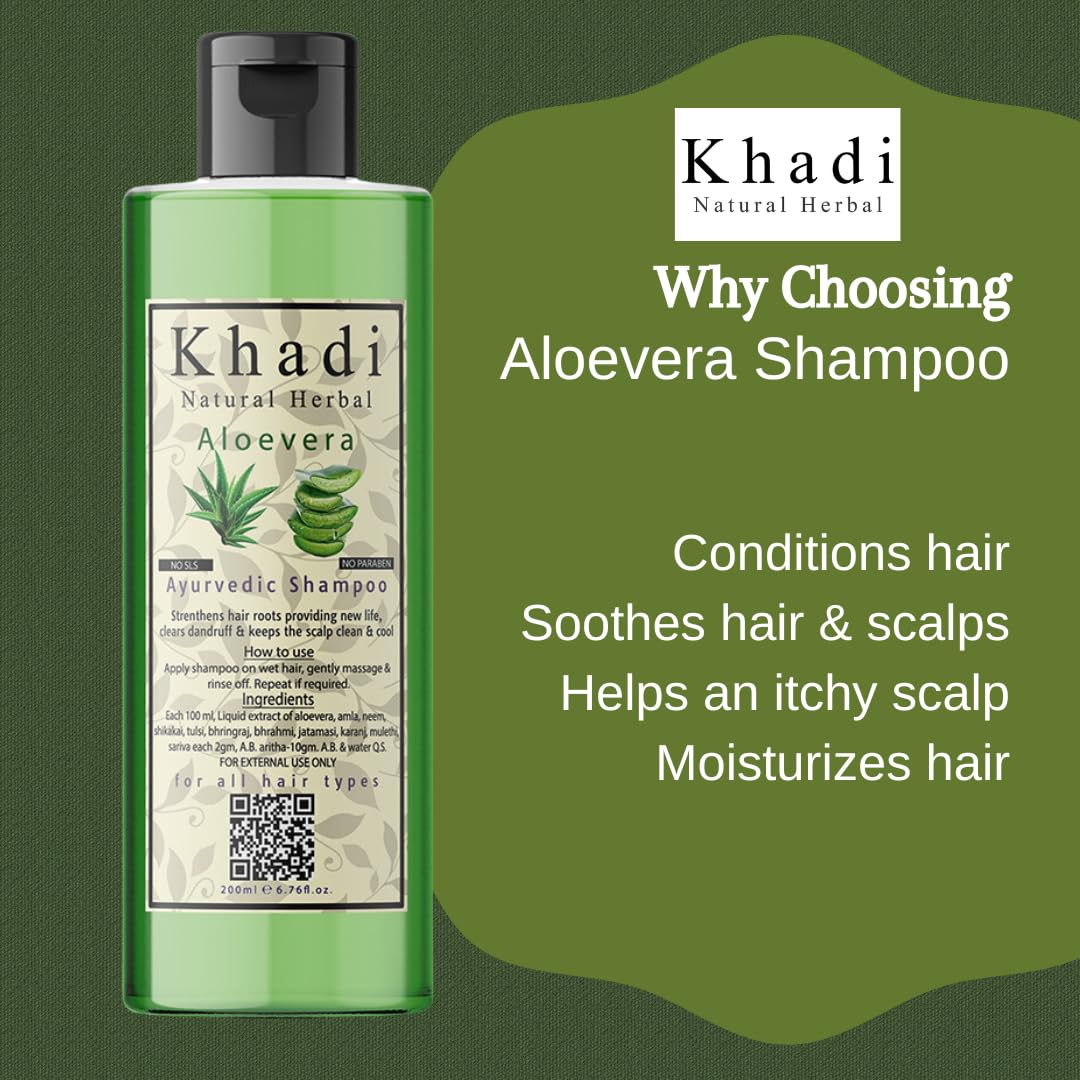 Khadi Natural Herbal Aloevera Shampoo For Healthy & Shiny Hair 200ml