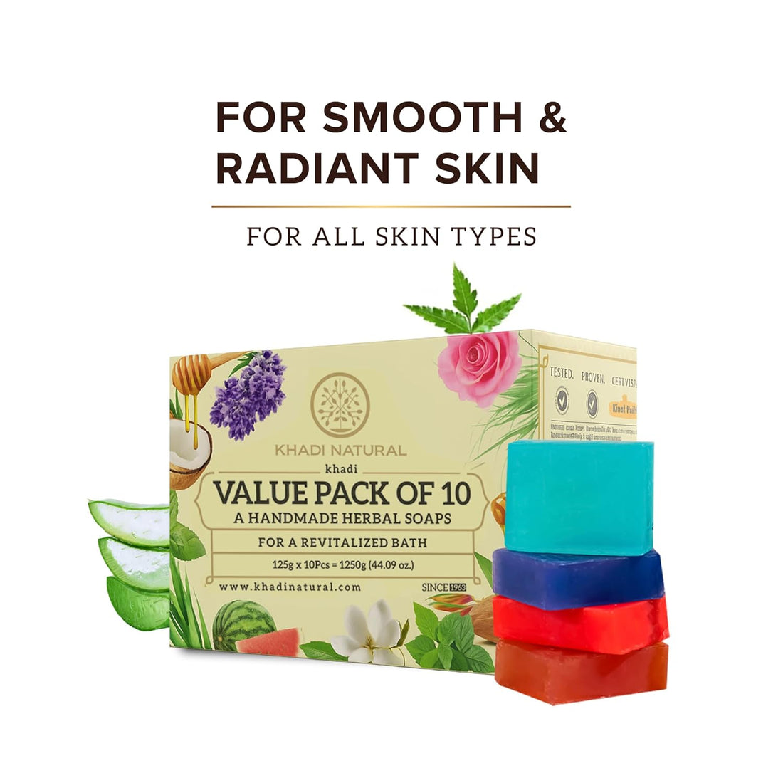 Khadi Natural Herbal Soap Gift Set | Handcrafted Essential Oil soap (Pack of 10)