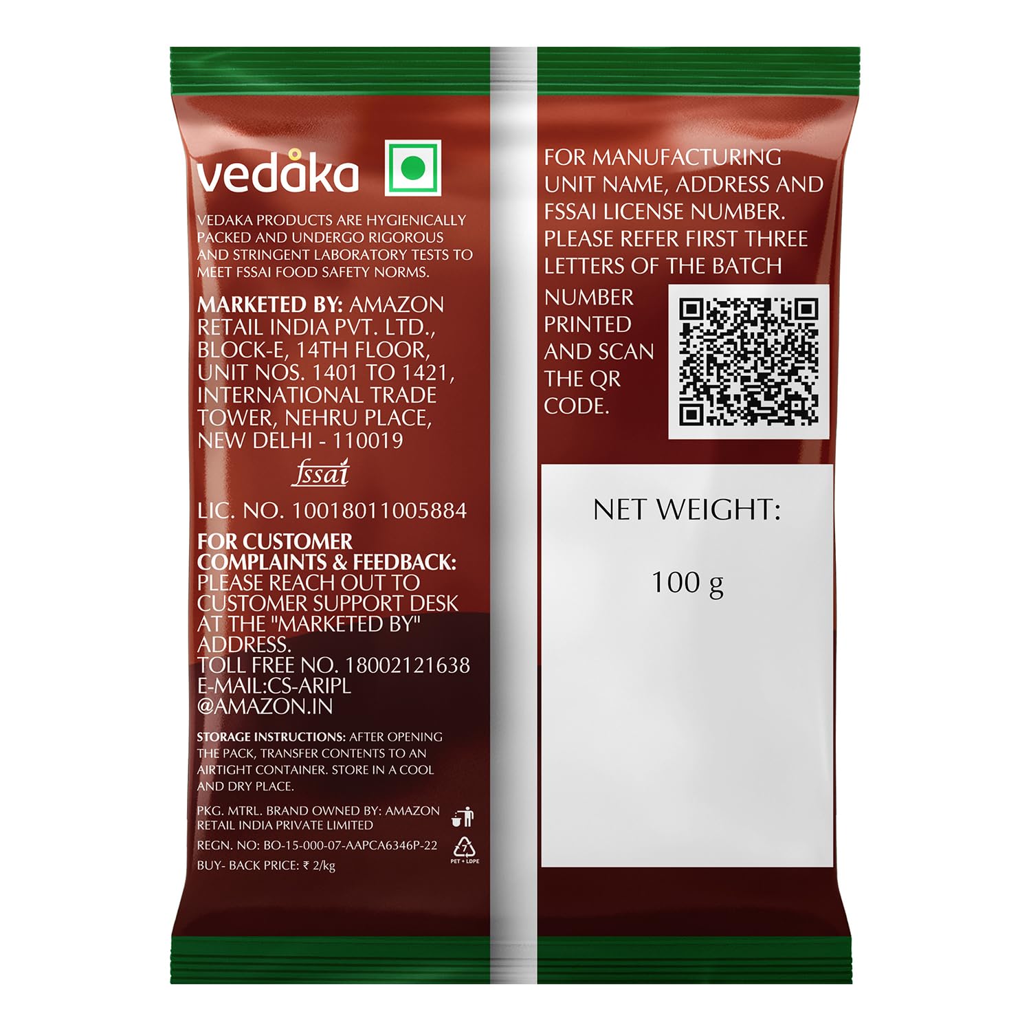 Vedaka Fennel Whole | 200 G | Saunf