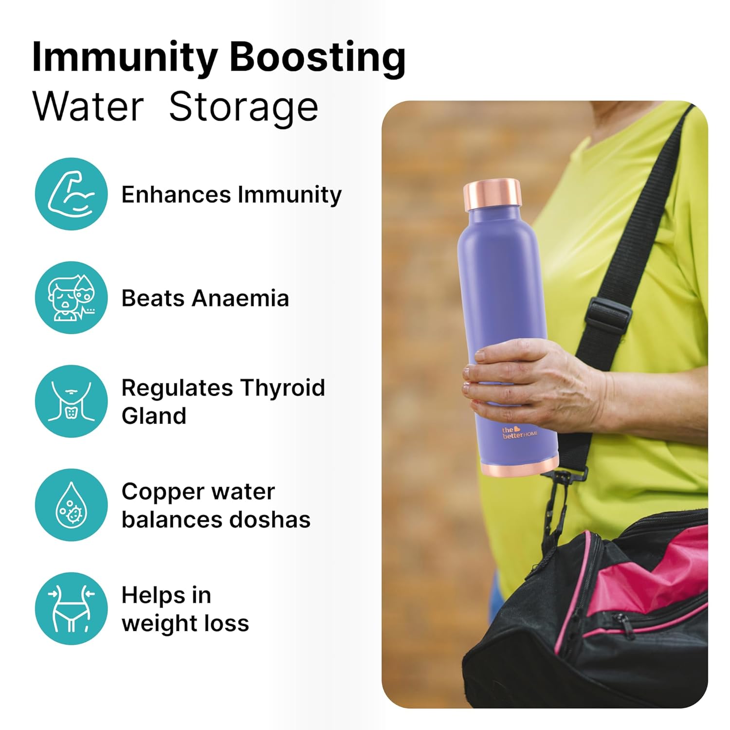 The Better Home Copper Water Bottle - 950 ml